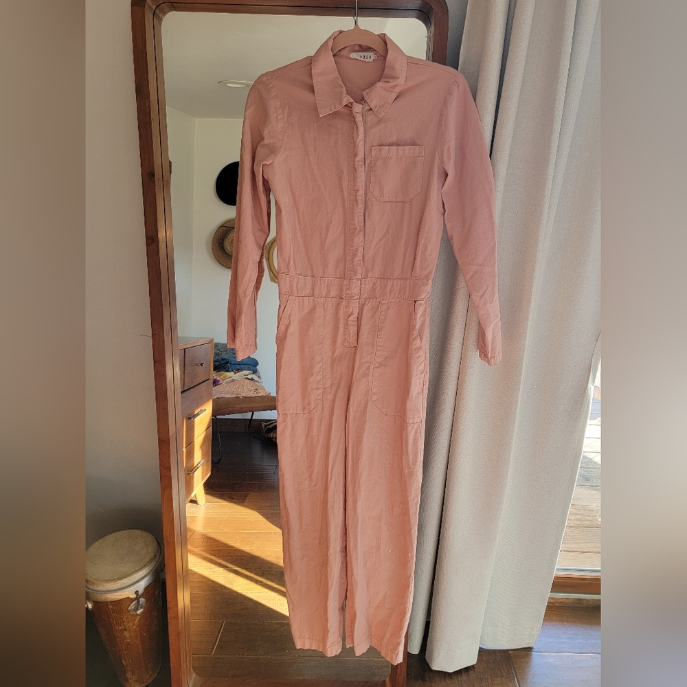 Lacausa pink utility jumpsuit size small